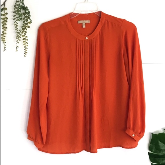 Banana Republic Tops - Banana republic ruffle top bright orange button up